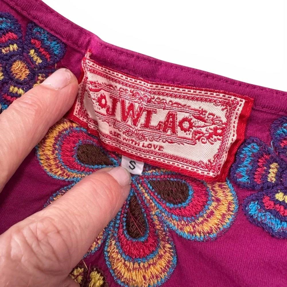JWLA JOHNNY WAS PINK EMBROIDERED BOHO TOP SZ S - Picture 4 of 11
